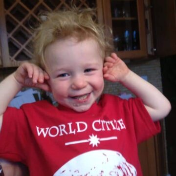 World Citizen shirt on small boy