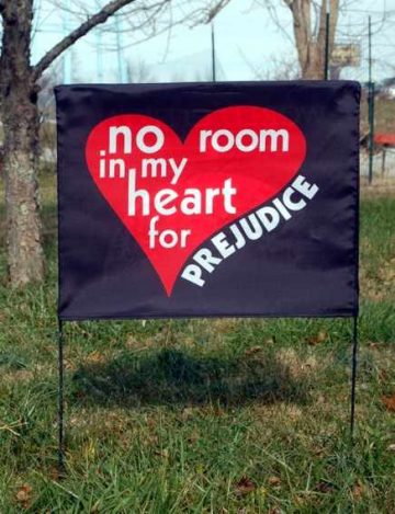 no room in my heart for prejudice side of yard flag