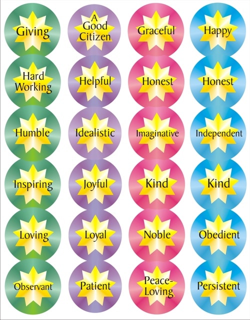 72 Virtue Star stickers