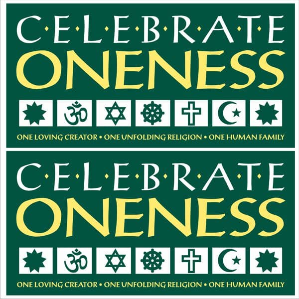 Celebrate Oneness removable bumper sticker