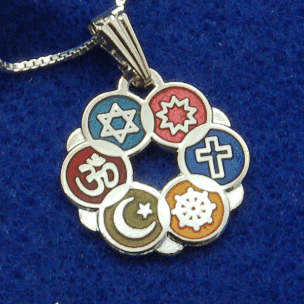 Smaller Silver Plated Cloisonne Interfaith Pendant