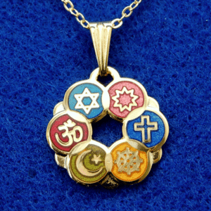 Smaller Gold Plated Cloisonne Interfaith Pendant