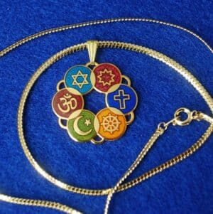 Large Interfaith Pendant with 24" Gold Herringbone chain