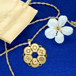 Gold-plated Interfaith Pendant on a Rope Chain