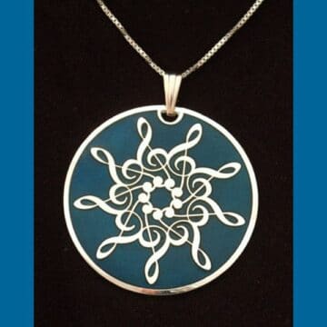 Silver & Blue Treble Clef 9-pointed Star Pendant