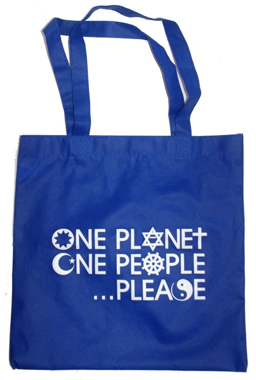 blue one planet one people please bag