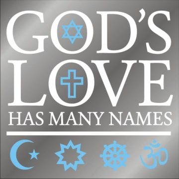 God's Love has many names window decal