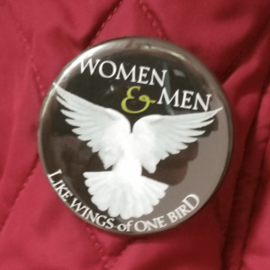 Equality of Women and Men Button on coat