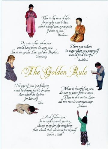 Praying children golden rule greeting card