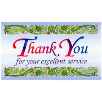 Thank You for your Excellent Service Cards - front