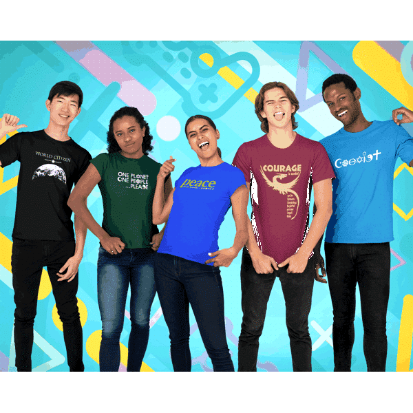 Students in assorted t-shirts
