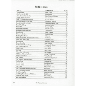 On Wings of the Soul Songbook index