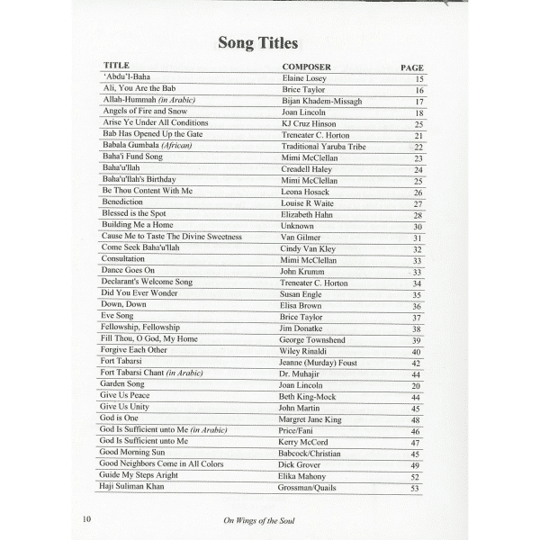 On Wings of the Soul Songbook