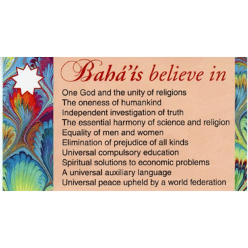 Bahais Believe in -Teaching Cards - front