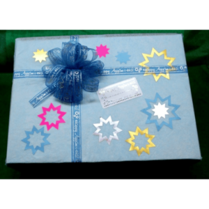 Nine pointed star stickers on gift