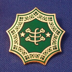 Gold Plated Ringstone Symbol with Green Cloisonne Pendant