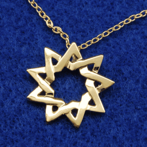 Floating Small Bahai Star Pendant in Gold-Plated Sterling