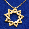 Floating Gold-plated Sterling Bahai star pendant