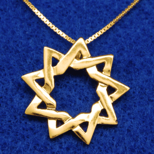 Floating Medium 9-pointed Bahai Star in Gold-Plated Sterling