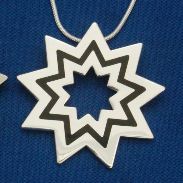 Large Silver Plated Bahai Star Pendant