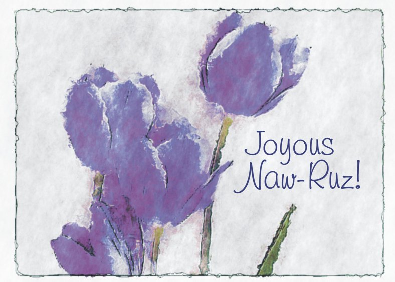 Purple Tulip Joyous Naw-Ruz Card