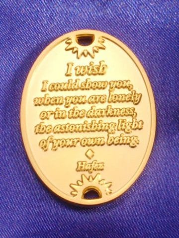 Hafez quote gold medallion