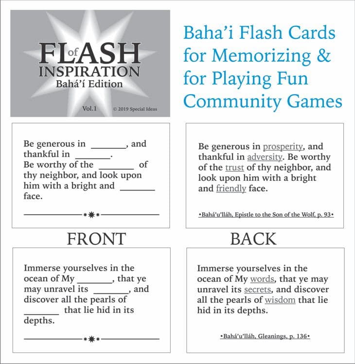 Flash of Inspiration Baha'i Quote Flash Card Game