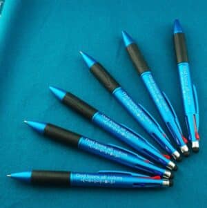 4-colors, rubber grip and stylus - intefaith pen