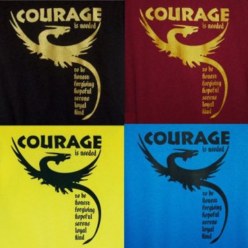 SALE! Courage is needed Dragon T-shirt on White/Natural