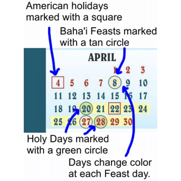 American/Baha’i 2023-2024 Wall Calendar