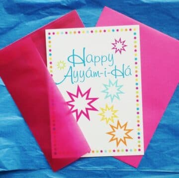 Happy Ayyam-i-ha card with envelope