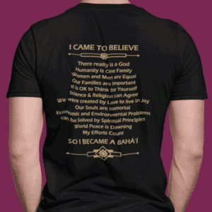 Back of I came to believe t-shirt