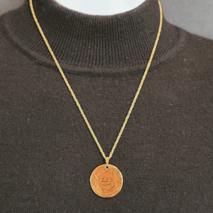 Greatest Name Medallion with Brown Cloisonne on 20 inch rope chain