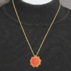 Gold Plated Ringstone Symbol with Red Cloisonne Pendant