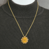 Gold Plated Ringstone Symbol with Yellow Cloisonne Pendant on 20" chain