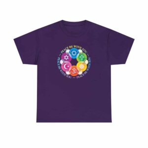 Interfaith Design on Purple T-shirt
