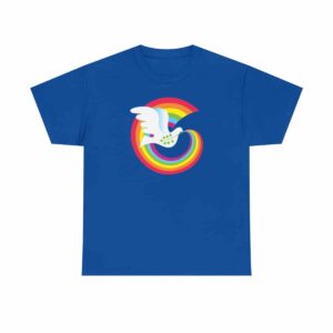 Rainbow Dove T-shirt on Royal Blue