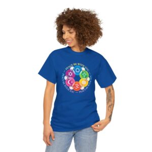 Woman wearing Royal Blue Interfaith T-shirt