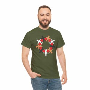 Man wearing Unity in Diversity T-shirt in Military Green