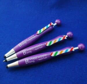 "Be a happy and joyful being" pens
