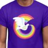 Rainbow Peace Dove - closeup on purple