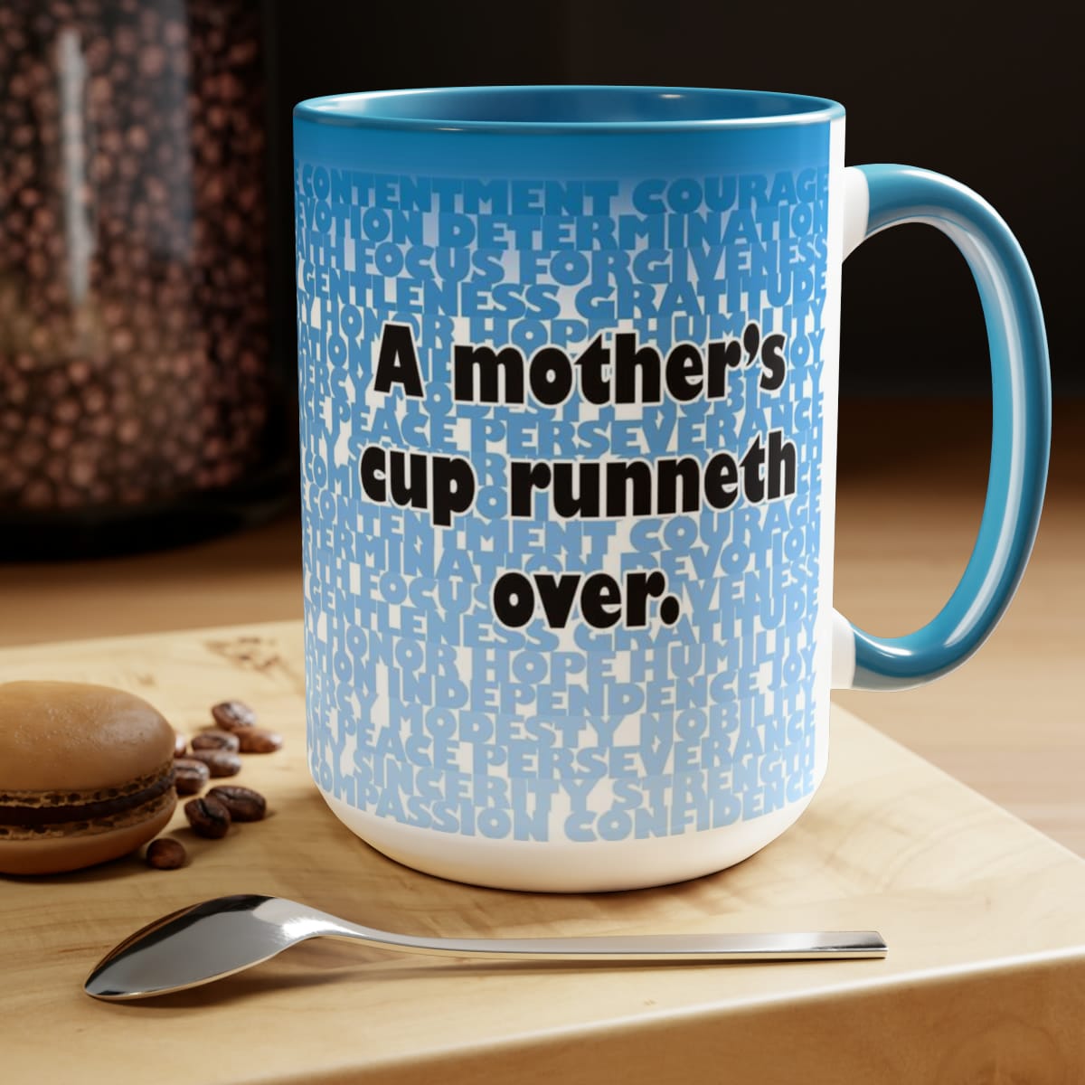 A Mother's Virtues Two-Tone Coffee Mugs, 15oz - Bahai Resources