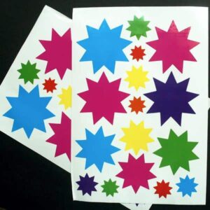 Two sheets of 16 star window decals