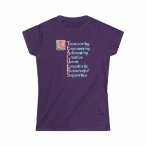 A Teacher's Qualities T-shirt on Purple