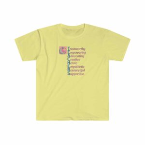 A Teacher's Virtues T-shirt in Corn Silk Yellow