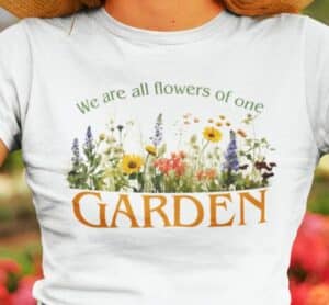 Flowers of One Garden T-shirt closeup