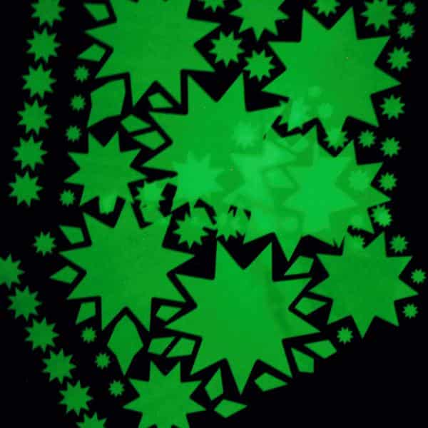 Glow-in-the-dark 9-pointed star stickers