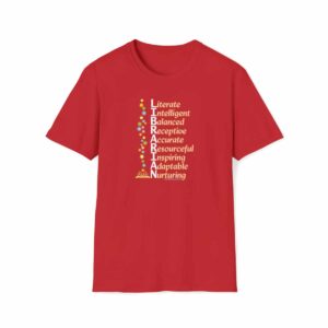 Librarian's Qualities T-shirt on Red