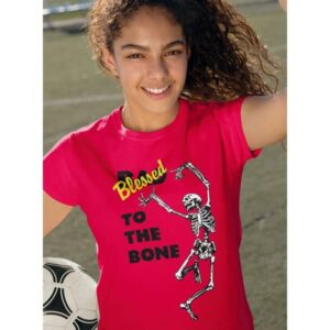 Blessed to the Bone Skeleton T-shirt in Red