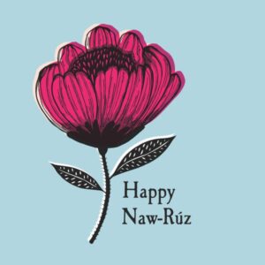 Happy Naw-Ruz Greeting-Card with red flower